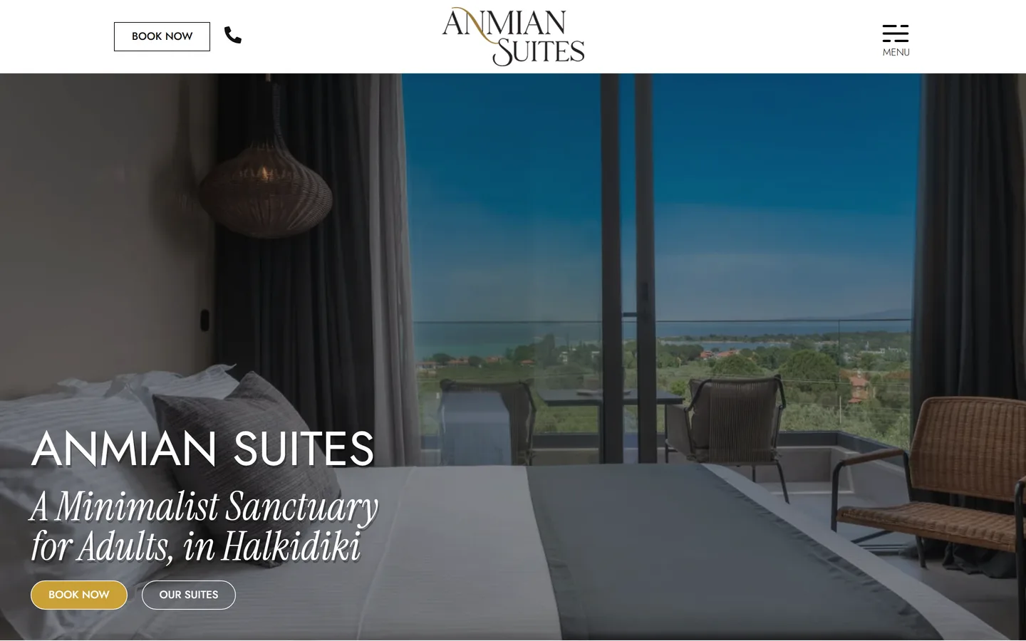 Anmian Suites — screenshot ιστοσελίδας ξενοδοχείου