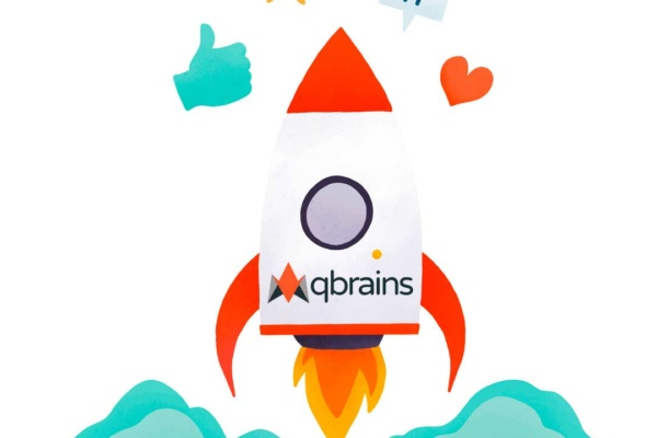 Εικαστικό με πύραυλο που απογειώνεται και σύμβολα κοινωνικών δικτύων. Συμβολισμός για τις τάσεις στα social media.